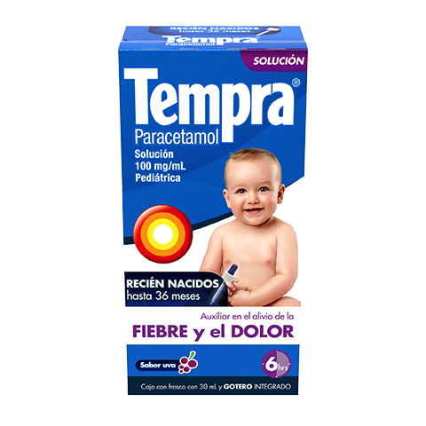 Para el Alivio de Fiebre y  dolor en niños de 0 a 36 meses Tempra® Solución Pediátrica 30 mL