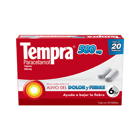 Para el alivio de fiebre y dolores Tempra® 500 mg Paracetamol