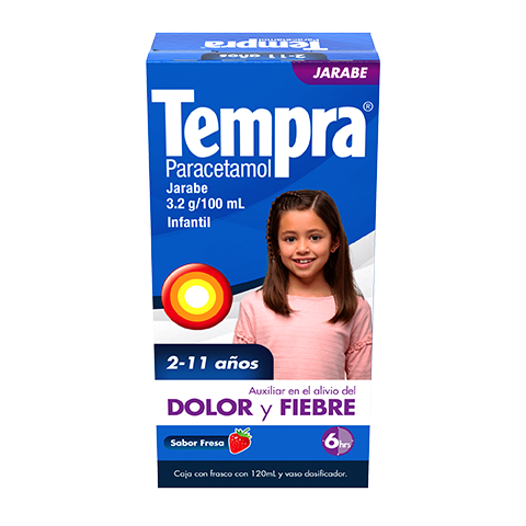 Para el Alivio de Fiebre y  dolor en niños de 2 a 11 años Tempra® Jarabe Infantil 120mL